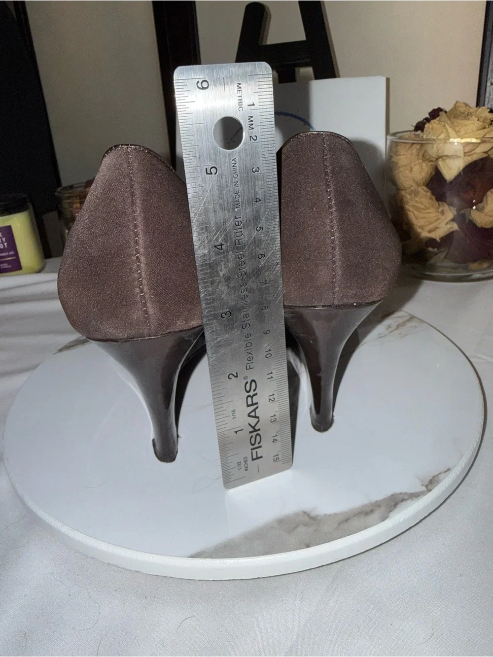 Ellen Tracy Dark Brown Peep-Toe Wedge Heels